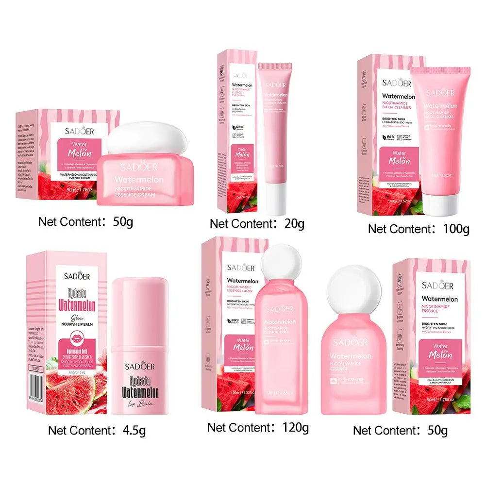 Watermelon Niacinamide Facial Cleanser Essence Cream Toner Eye Cream Lip Balm Moisturizing Nourishing Skin Care