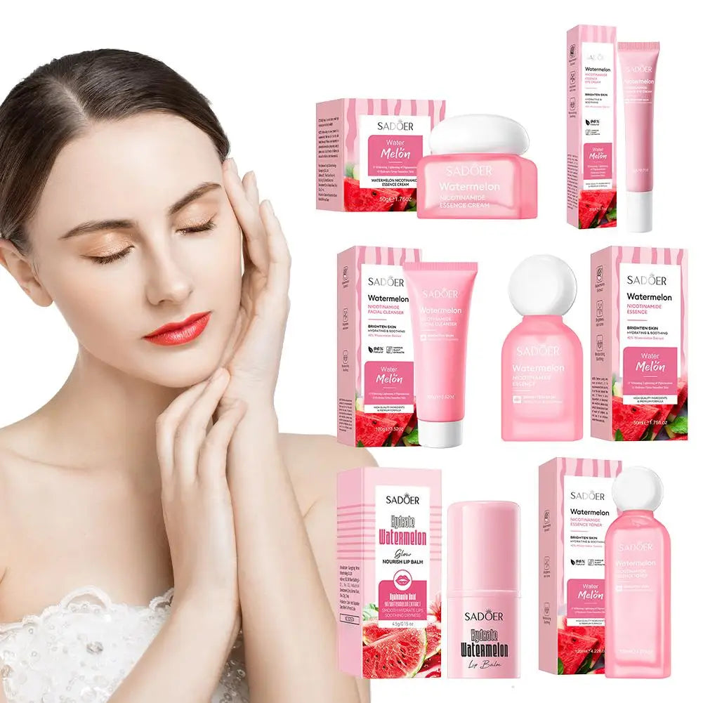Watermelon Niacinamide Facial Cleanser Essence Cream Toner Eye Cream Lip Balm Moisturizing Nourishing Skin Care